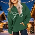 thumbnail image 4 of Cowsor Cute Hoodie for Teen Girls Trendy Bow Print Preppy Hooded Sweatshirts Kids Pullover Long Sleeve School Outfits, 4 of 7