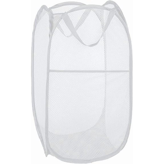 1 Packs Mesh Pop up Laundry Hamper with Portable Handles, Collapsible for Storage, Foldable Pop-Up Laundry Bags for Kids Room, College Dorm or Travel