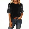 thumbnail image 5 of Hfnxid Women's Velvet Sequin Shirt Crew Neck Patchwork Half Sleeve Top Trendy Casual Sparkling Party Tops Summer Tshirt, 5 of 5