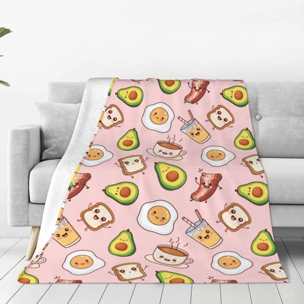 Balery Breakfast Manta de Felpa Suave y Acogedora – Cobija de Franela Aterciopelada para Cama, Lavable y Cálida para Sofá, Mascotas, Transpirable-50"x40"