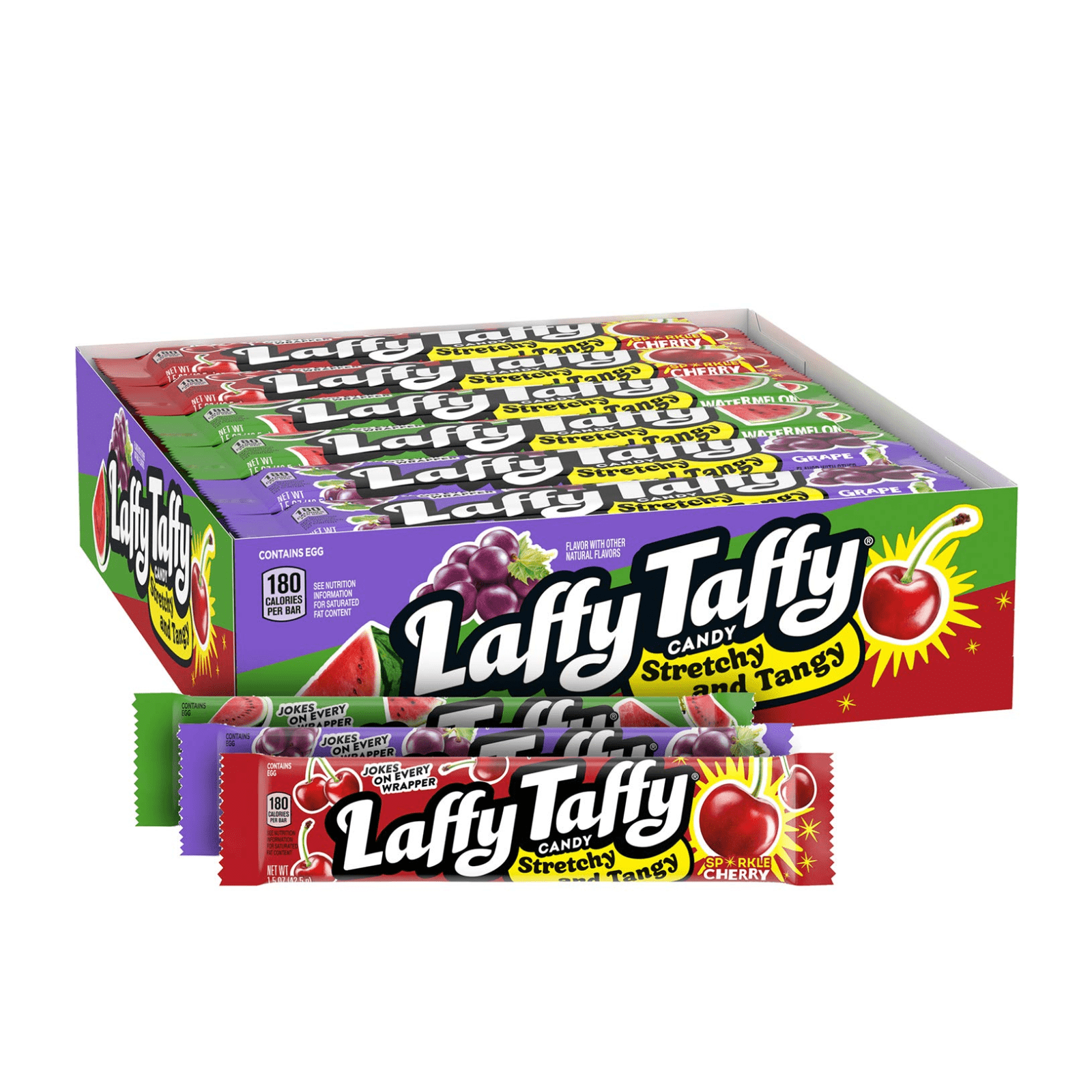 Laffy Taffy Stretchy & Tangy Variety Cherry, Grape, Watermelon 1.5 oz