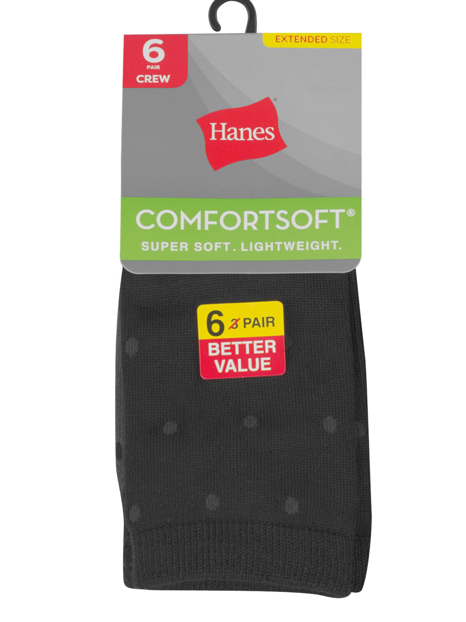 Hanes Women's ComfortSoft Crew Socks, 6 Pack
