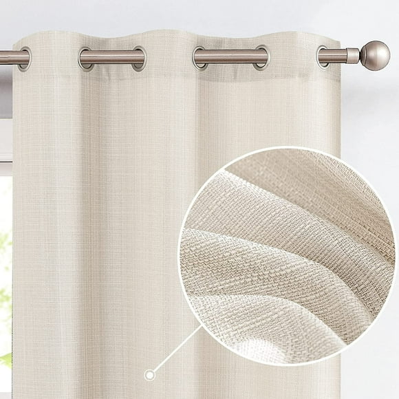 CURTAINKING Linen Textured Curtains 84 inches Beige Bedroom Living Room Window Curtain Set Light Filtering Drapes Grommet Top 2 Panels