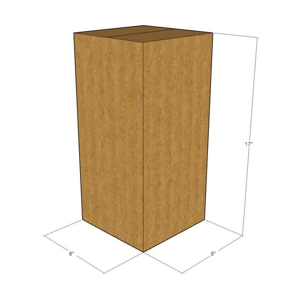 8x8x17 Kraft Brown Corrugated Shipping Boxes, 32 ECT Single-Wall, Qty 10