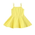thumbnail image 2 of Aayomet Princess Dresses For Girls Girls Loose Plain 3/4 Sleeve Casual Pocket Ruffle Swing Long Maxi Dress with Belt,Yellow 120, 2 of 5