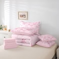 thumbnail image 6 of Manfei Coquette Bow 7pcs Bedding Comforter Set For Girls,Pink Princess Bowknot Queen Bedding Sets For Kids,Pink Reversible, 6 of 7