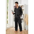 thumbnail image 4 of U2SKIIN Mens Silk Pajamas, Long Sleeve Men Satin Pajamas Set Striped Button Down 2-Piece Pjs Set,(Black Stripe,M), 4 of 6
