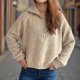 thumbnail image 4 of Suéter de cuello en V para mujer, manga larga, cuello en V, suéter suave, top corto, blusa para mujer, 4 of 6