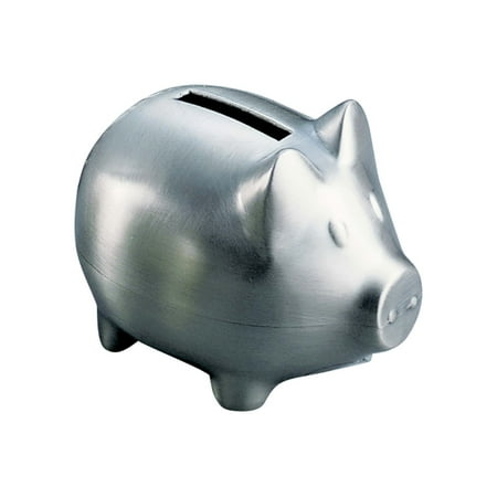 UPC: 0047105231380 | Contemporary Home Living 3 X 4 Metallic Gray Brushed Nickel Piggy Coin Bank