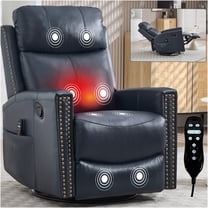 JERFIT Genuine Leather Power Lift Recliner Chair with Massage & Heat, 360 Swivel Rocker for Living Room