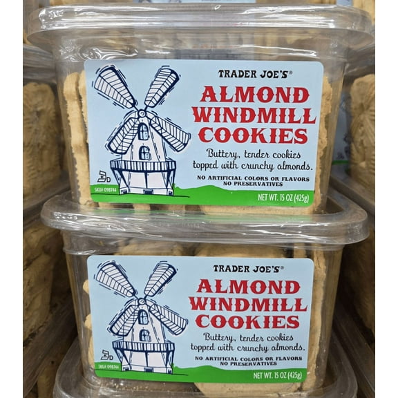 Trader Joe's Almond Windmill Cookies 15oz 425g (2 Tubs)