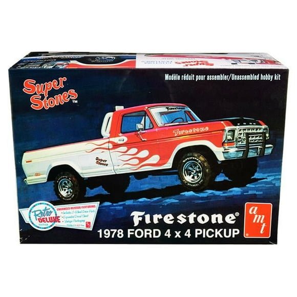 AMT Skill 2 Model Kit 1978 Ford 4 x 4 in. Pickup Truck Firestone Super Stones 1 by 25 Scale Model