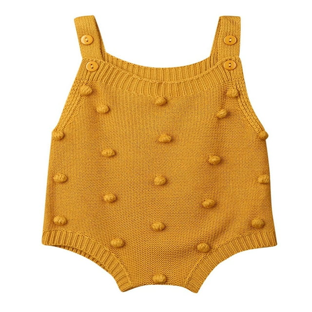 Newborn Baby Boy Girl Sleeveless Knit Bodysuit Solid Color Button Jumpsuit Warm Clothes