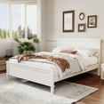 thumbnail image 2 of Euroco Mid-Century Wood Full Size Platform Bed with Headboard and Wood Slat Support, No Box Spring Needed, White, 2 of 9