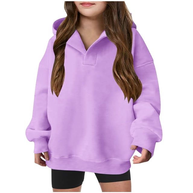 MeetoTime Sweat à Capuche pour Enfants Manches Longues Col Rond Couleur Unie Pull pour Bébés Garçons Filles 5-14 Ans