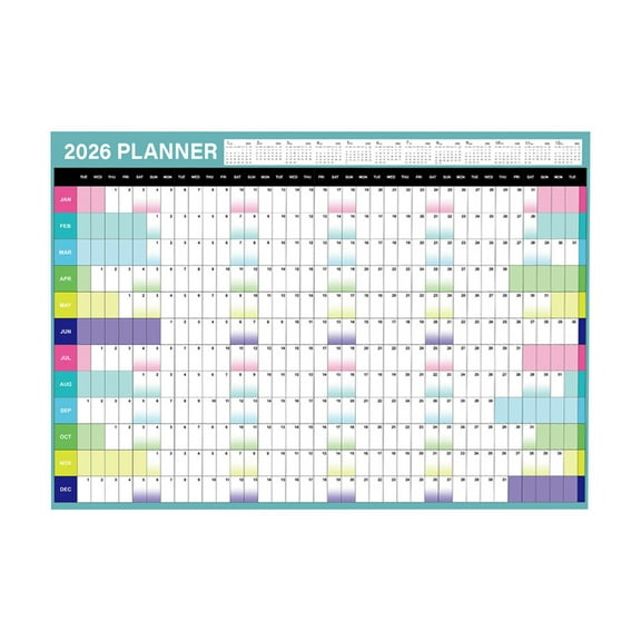 Yearly Wall Calendar with Holidays, Full Year Calendar One Page, Annual Year Wall Calendar with Stickers, Horizontal