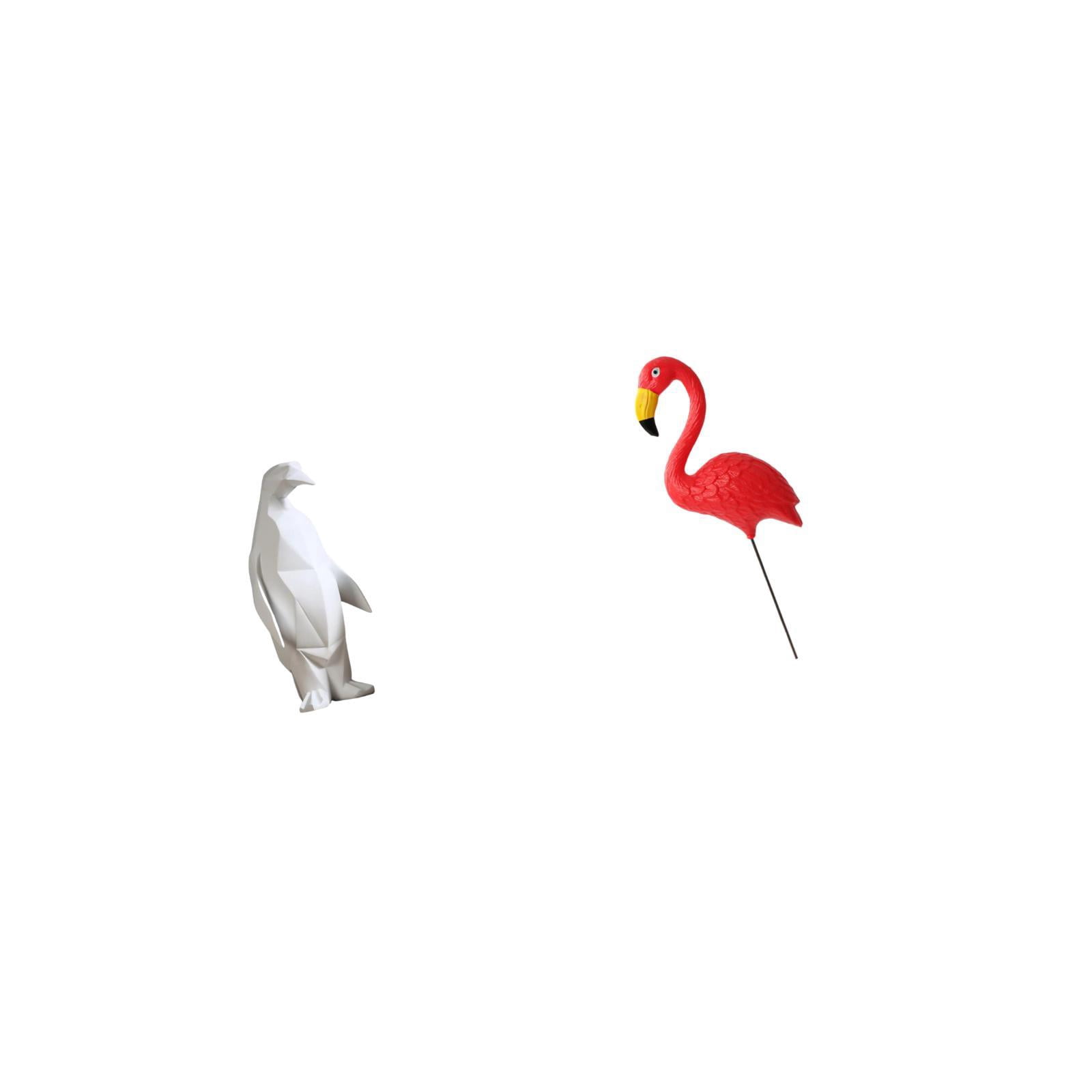 CoudarTitie Penguin Bird Sculpture Figurine Collectable Craft Decorative Ornament Resin Animal Statue Yard Art Ornament Backyard Fairy Garden Accessories Flamingo Garden Stake for Housewarming
