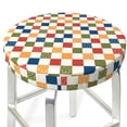 thumbnail image 3 of Balery Floral Checkerboard Fundas de asiento para taburete de bar redondo de tela de terciopelo ajustables que protegen de arañazos y manchas para sillas de 14 a 17 pulgadas.-12 inch, 3 of 7