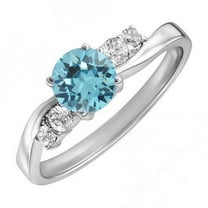 0.45 Ct Natural Blue Topaz Gemstone 925 Sterling Silver Promising Ring For Women