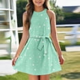thumbnail image 2 of Girls Summer Sundress Sleeveless Polka Dot Summer Dress with Belt Casual Cute Sundress for Kids Ages 4 to 12 ,Sie:150, 2 of 6