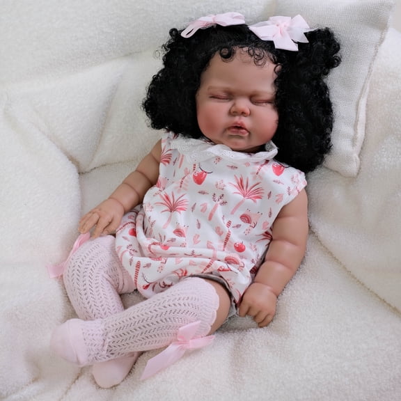 Lifelike Reborn Baby Dolls 19 inch Real Baby Doll Soft Cloth Body African American Real Life Newborn with Complete Accessories for Kids Age 3 