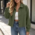 thumbnail image 6 of FAIWAD Cropped Jackets for Women Button down Long Sleeve Corduroy Coat Trendy Fall Casual Outerwear, 6 of 8