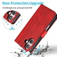 thumbnail image 3 of ShellTech Compatible with iPhone 16 Wallet Case, [RFID Blocking] 3 Card Holder Stand with Credit Card Slot PU Leather Magnetic Protective Flip Cover ,Red, 3 of 9