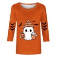 thumbnail image 5 of ZVAVZ Womens Halloween Tee Shirts Crew Neck Ghost Printed Top Cute Pumpkin Graphic Tees Fashion Bad Novelty Holiday T-Shirts Orange L, 5 of 5