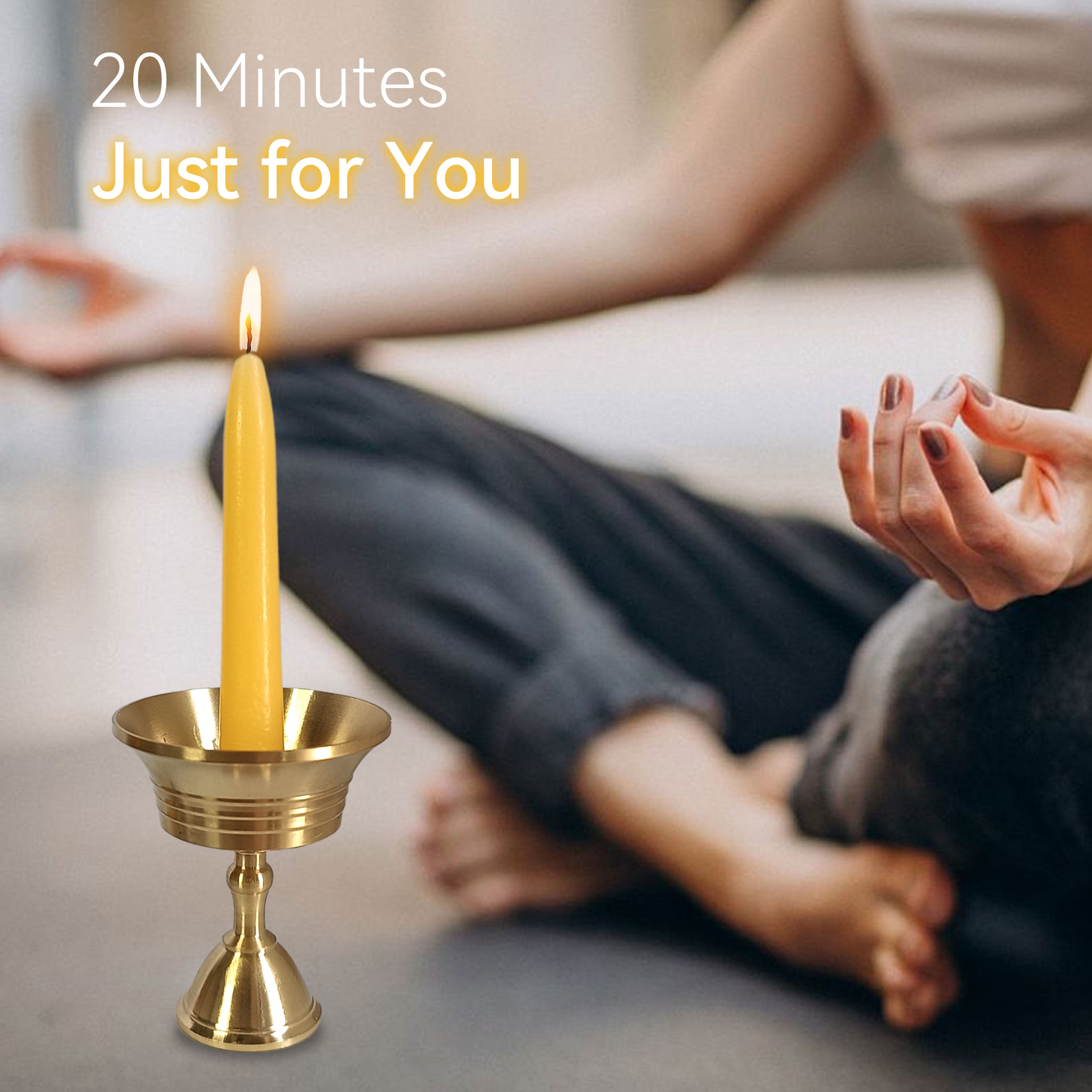 FCMSHAMD 2.5inch Mindful Meditation Candles Beeswax Mini Taper Candle, Set of 30Pcs with Brass Candle Holders and Candle Wax Sticky Dots Candles Gift for Yoga Relaxation Mediation Prayer