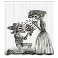 thumbnail image 3 of Ambesonne Romance Shower Curtain, Mariage, 69"Wx84"L, Dimgrey and White, 3 of 5