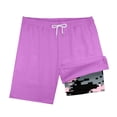 thumbnail image 2 of FAOWME Kids Boys Swim Trunks Drawstring Elastic Waist Solid Color Comfortable Breathable Beach Shorts With Liner For Summer Pool Party Water Activities,Purple,13-14 Years, 2 of 5