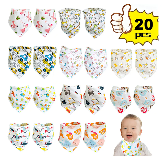 20 Piezas Baberos Para Niñas, Baberos De Bandana Para Niños, Bandanas Xtellar blanco