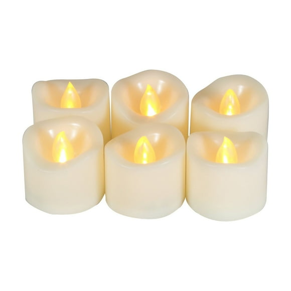 CANDLE CHOICE Battery Operated Flameless Tea Lights Votives Realistic Flickering Fake Electric LED Tealight Candles Set for Halloween Christmas Party Wedding Decorations Batteries Included 6 Pack