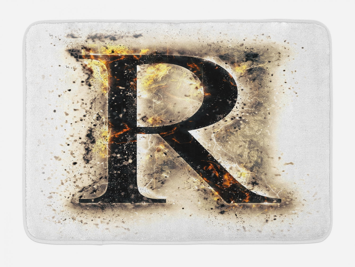 Letter R Bath Mat, Capital R in Baroque Display Old Fashion Phenomenal ...