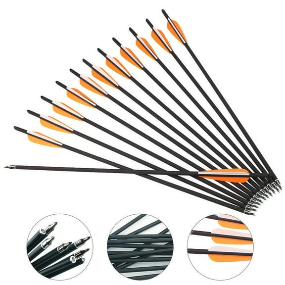 EROCK 12Pcs 20" Carbon Crossbow Bolts Arrows Moon Nocks 8mm Shaft W/ Screwed Tips