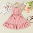 thumbnail image 4 of Bwiyojiz Fashion Sizes 70-110 Knitting Cotton Infant and Toddler Spring Summer Baby Girl Two-layer Stitching Sleeveless Round Neck Ribbed Textured Fabric Dress, 4 of 6