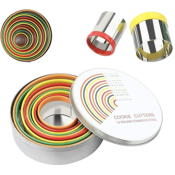 Juego de separadores de galletas redondos, 12 separadores de galletas de acero inoxidable con caja de almacenamiento, separadores de galletas redondos para pasteles de bricolaje, chocolates, galletas, Afortunado Sencillez
