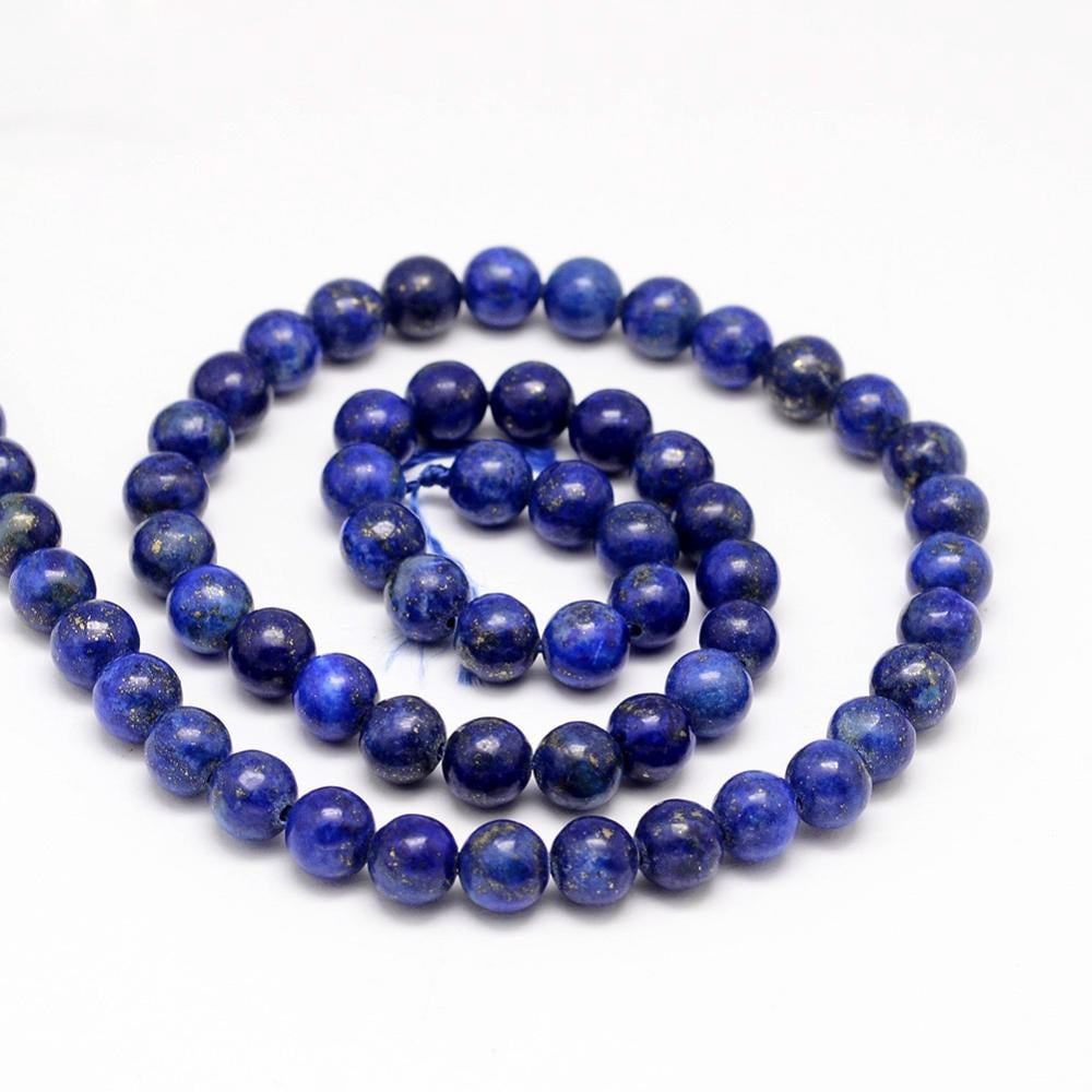Natural Lazuli Round Beads Strands Dyed 8mm Hole: 1mm 46pcs/strand 15 inch