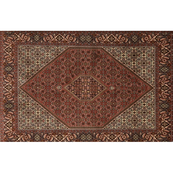 Ahgly Company Machine Washable Indoor Rectangle Traditional Gold Brown Area Rugs, 8' x 10'