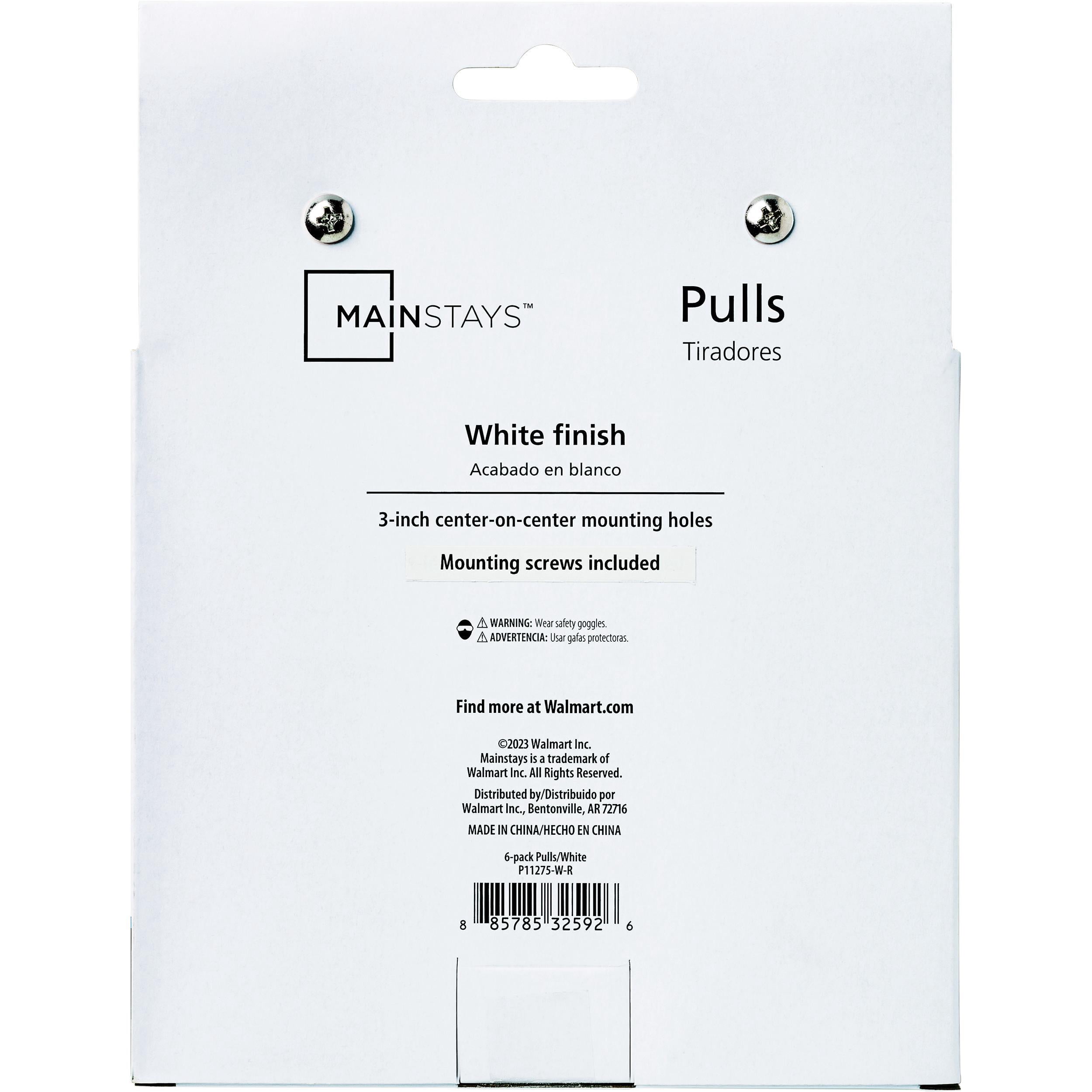 Mainstays 3 in. (76 mm) White Plastic Wire Cabinet Drawer Pull (6-Pack)