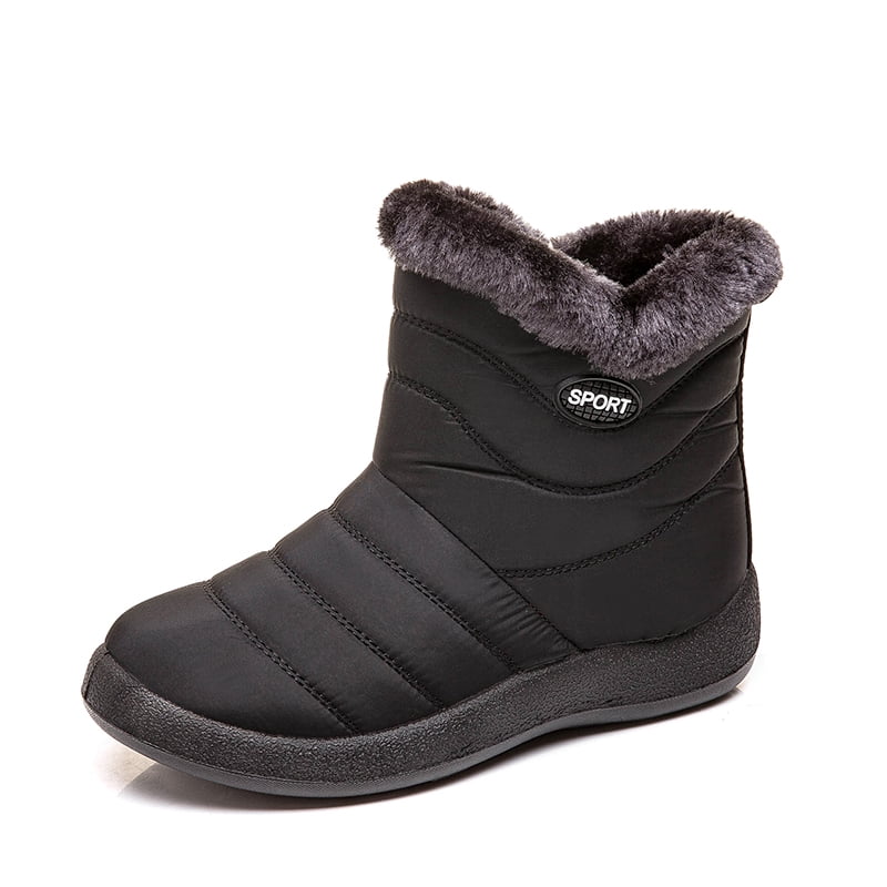 ladies black fur lined ankle boots
