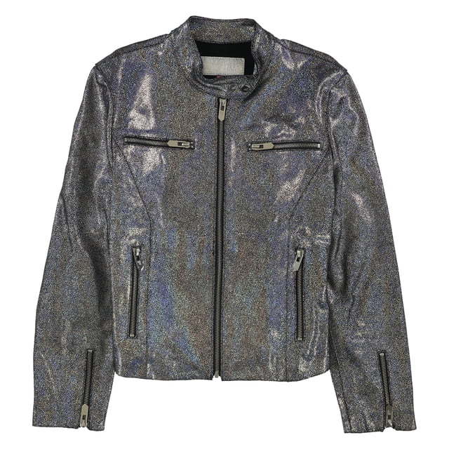 Chaqueta de cuero holográfica Mighty Company para mujer multicolor mediana