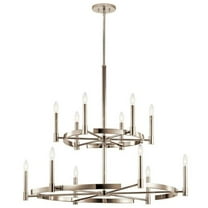 12 Light 2-Tier Large Chandelier in Soft Contemporary Style-33.25 inches Tall and 40 inches Wide-Polished Nickel Finish Bailey Street Home