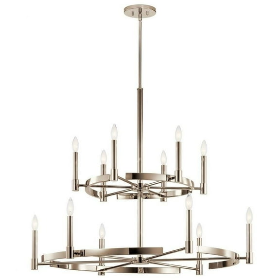 12 Light 2-Tier Large Chandelier in Soft Contemporary Style-33.25 inches Tall and 40 inches Wide-Polished Nickel Finish Bailey Street Home