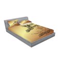 thumbnail image 2 of Ambesonne Japanese Fitted Sheet & Pillow Sham Set, Folk Sunset Ethnic Branch, Queen, Sepia Black, 2 of 2
