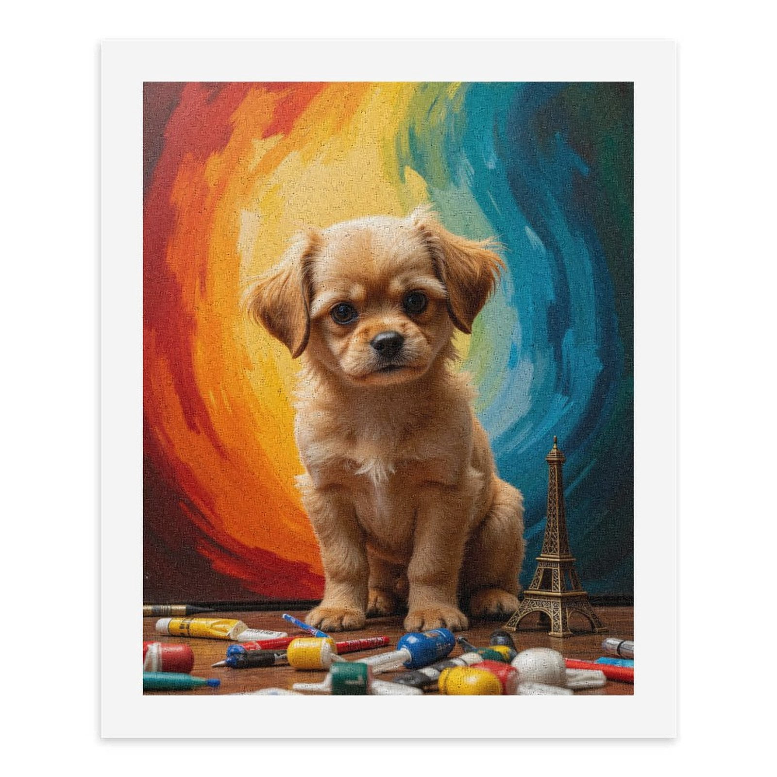 Paint By Numbers Kit for Adults Beginner - Cute Puppy Art Paris Colors DIY Canvas Painting Kits for Adults, Frameless Paint By Number for Adults for Home Wall Decor 16x20 Inch
