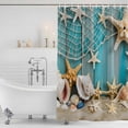 thumbnail image 4 of Coastal Beach Bathroom Shower Curtains with Hooks, Starfish Conch Waterproof Fabric Washable Shower Curtain for Home Hotel Bathtub Decor 60x72 Inch, 4 of 9