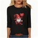 thumbnail image 2 of RKSTN Valentine's Day 3/4 Length Sleeve Womens Tops Oversized Crewneck Valentines Graphic Print Short Sleeve T Shirts Womens Casual Solid Round Neck Loose Three Quarter Sleeve Shirt Spring Clothes, 2 of 6
