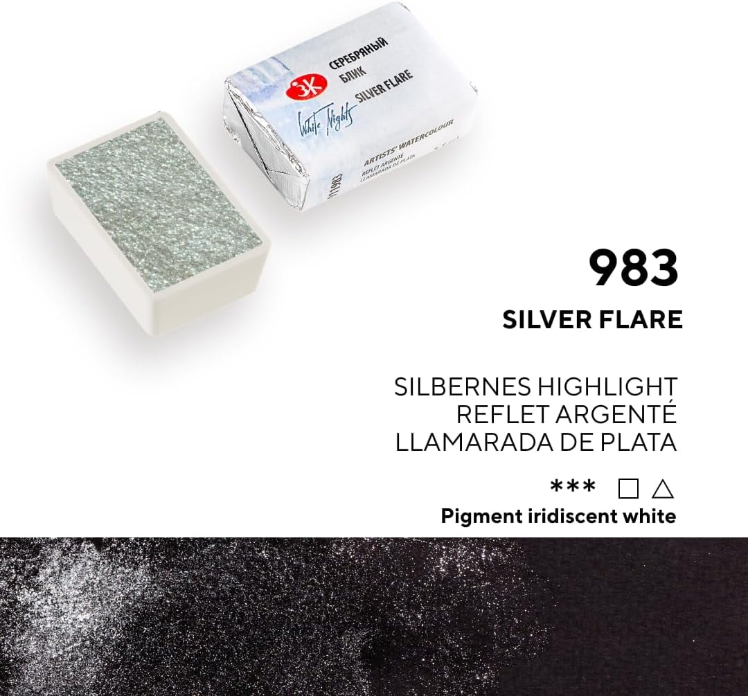 White Nights Extra Fine Artists Grade Professional Limited Edition Shimmering Watercolors 8 Full Pans 2.5 ml each by Nevskaya Palitra (Winter)