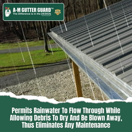 A-M Gutter Guard - 6 (50 feet, Mill Finish) Heavy-Duty Aluminum Gutter Guard - Leaf & Debris Protection for 5-inch and 6-inch Gutters, DIY-Easy, Lifetime Warranty, Made in the USA